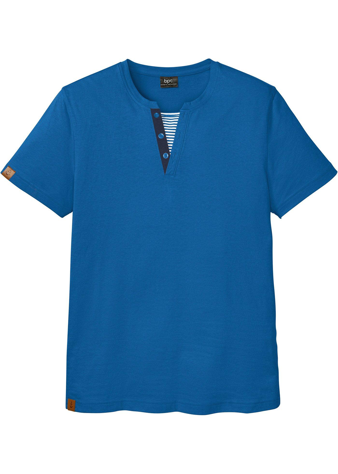 T-shirt col Henley, manches courtes