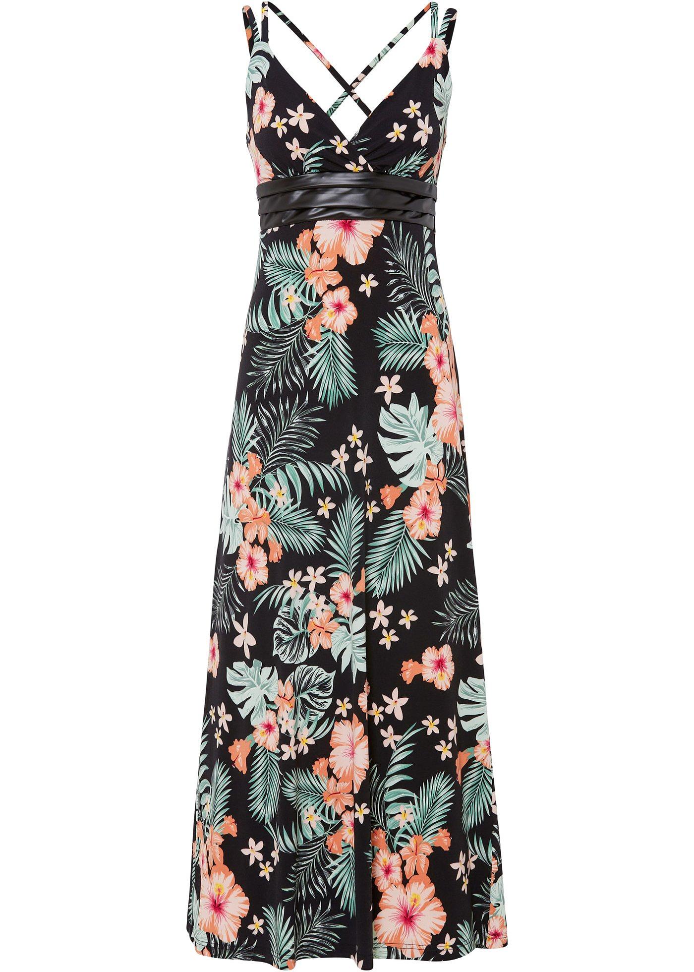 Robe longue avec détail contrastant