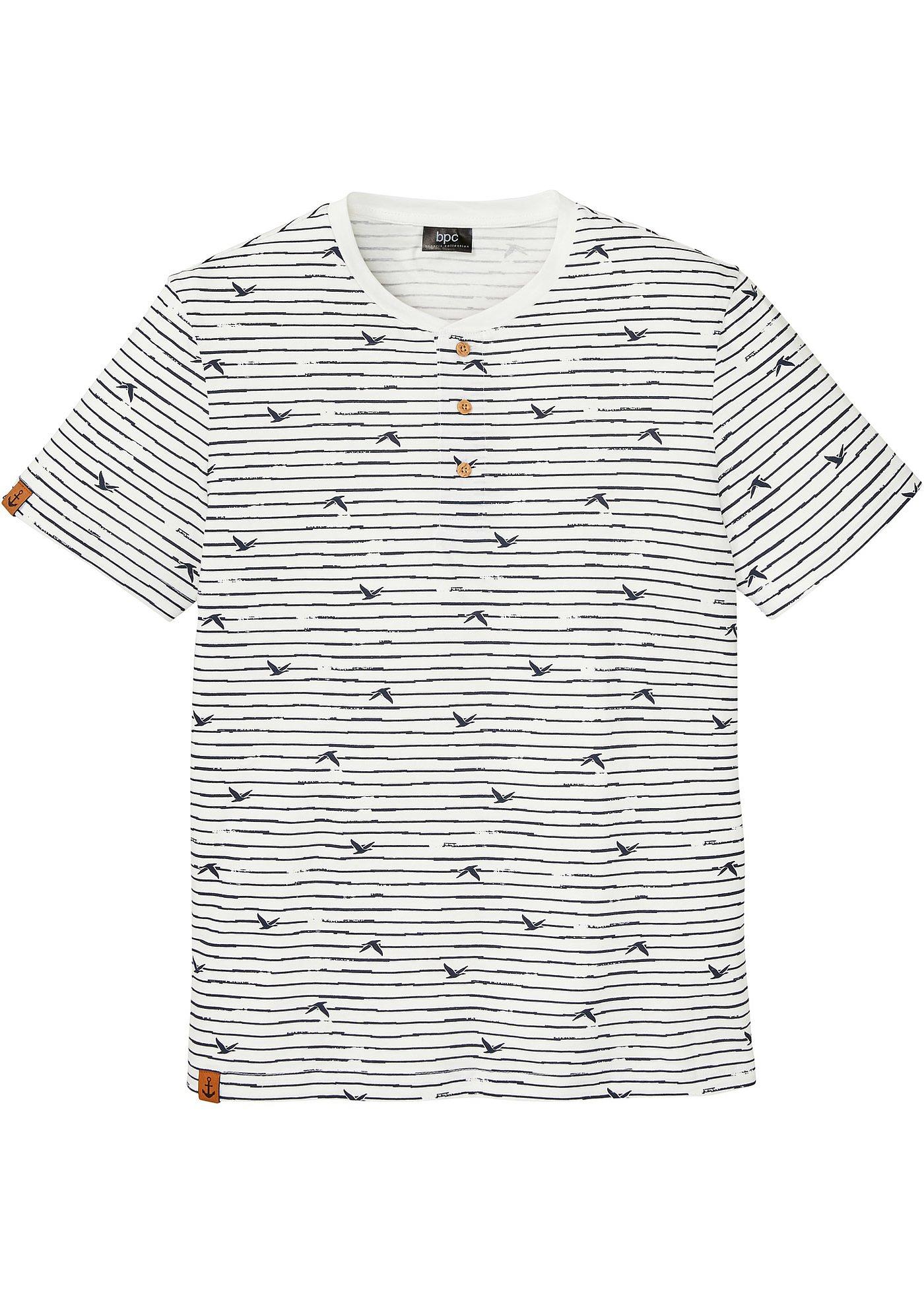 T-shirt col Henley, manches courtes