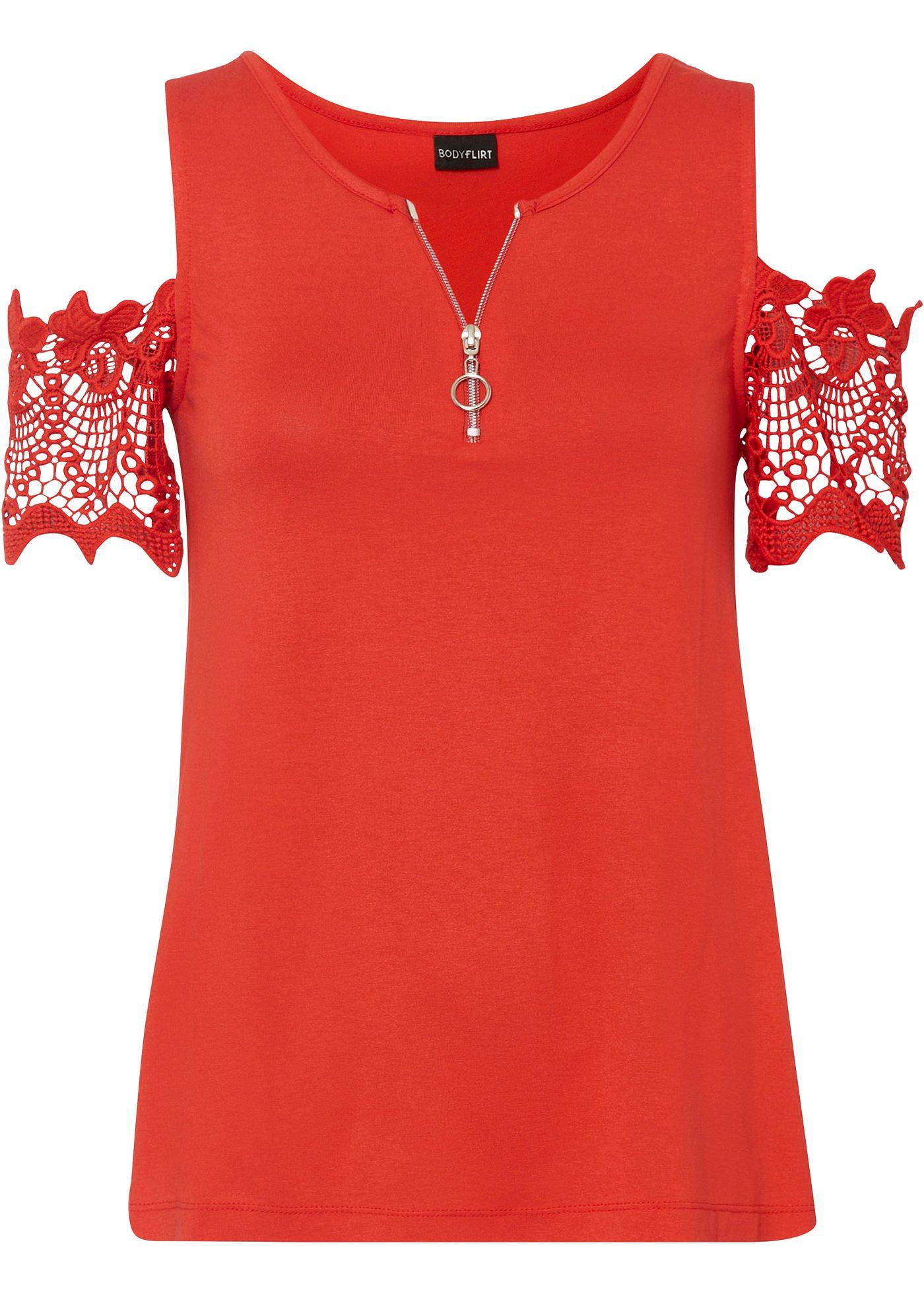 T-shirt avec zip et dentelle