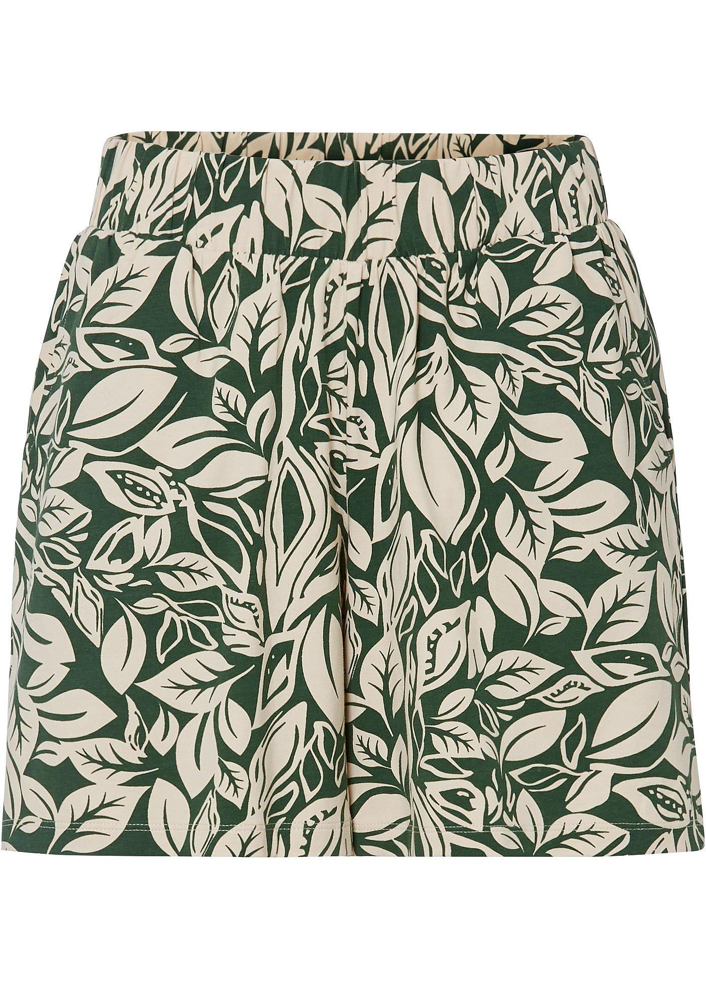 Short en jersey mode avec taille confortable et imprimé vert foncé