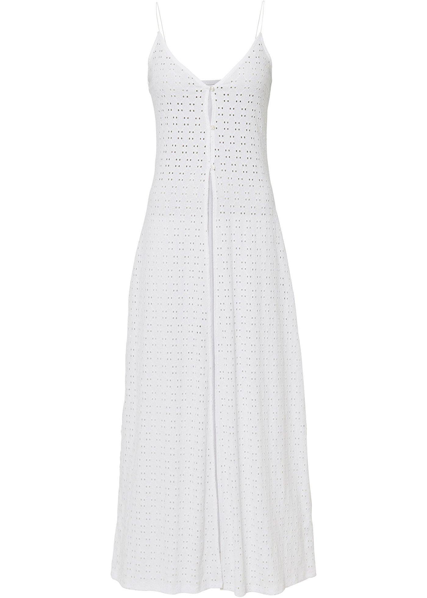 Robe longue ouverte en dentelle brodée