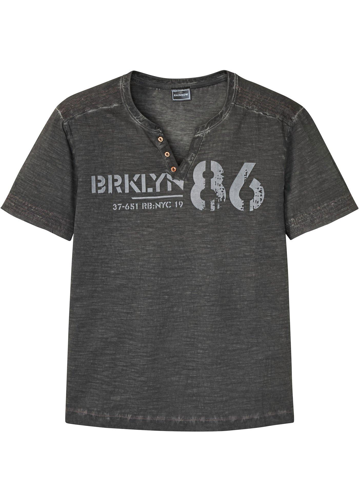 T-shirt col Henley Slim Fit en coton doux sur la peau