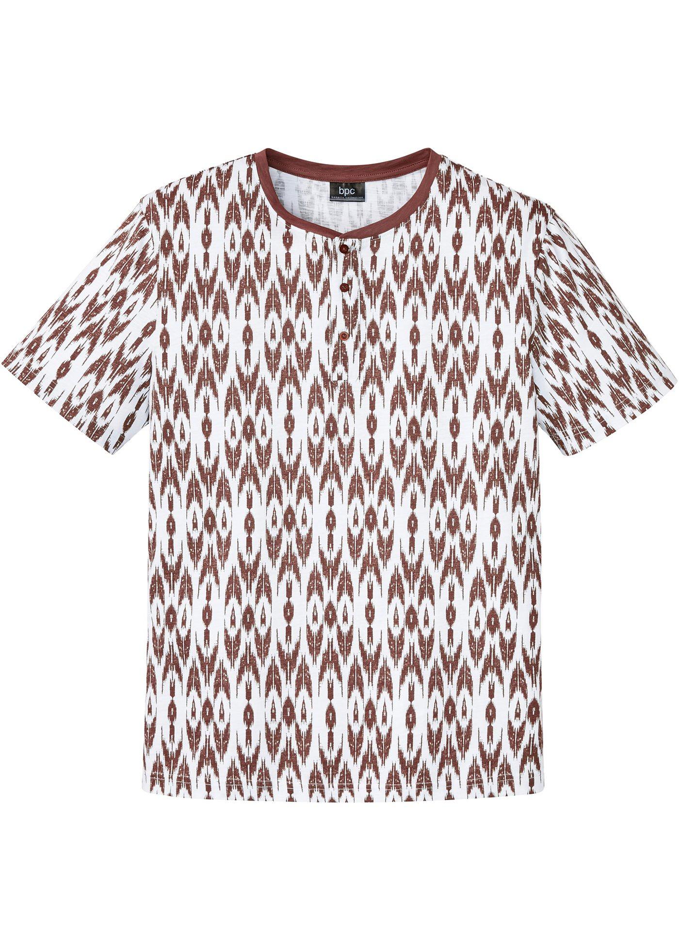 T-shirt col Henley manches courtes en coton