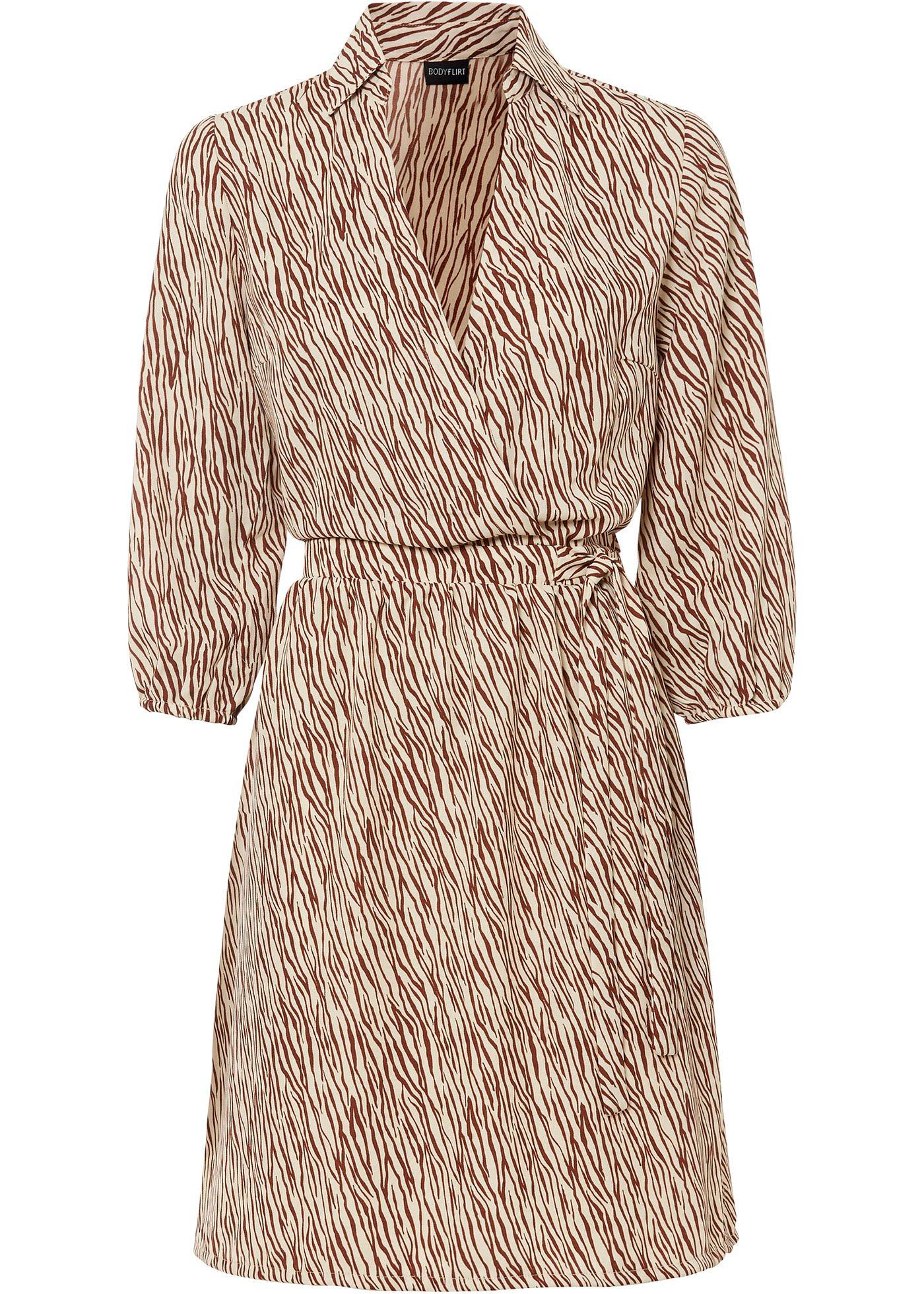 Robe en crêpe avec effet portefeuille