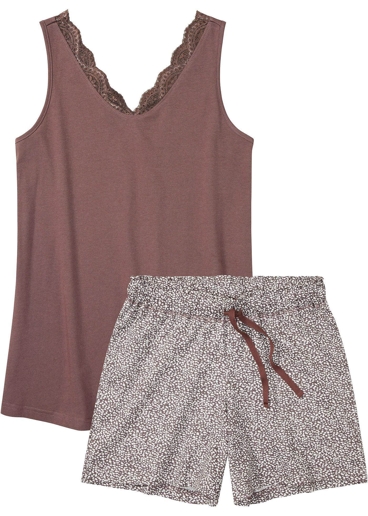 Pyjashort à dentelle avec short rallongé