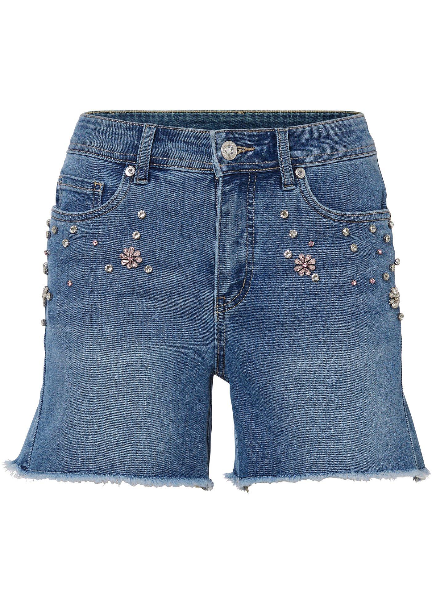 Short en jean avec application en strass