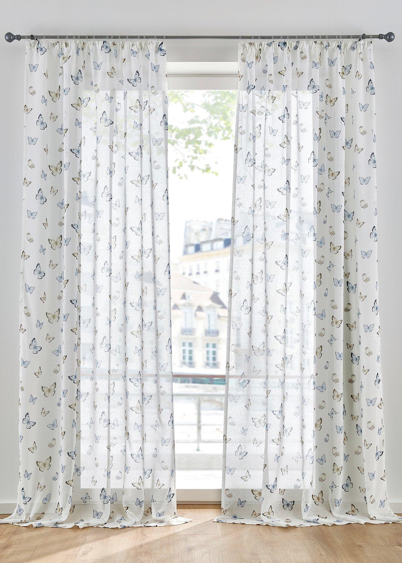 Voilage avec imprimé papillon avec polyester recyclé (1 pce.)