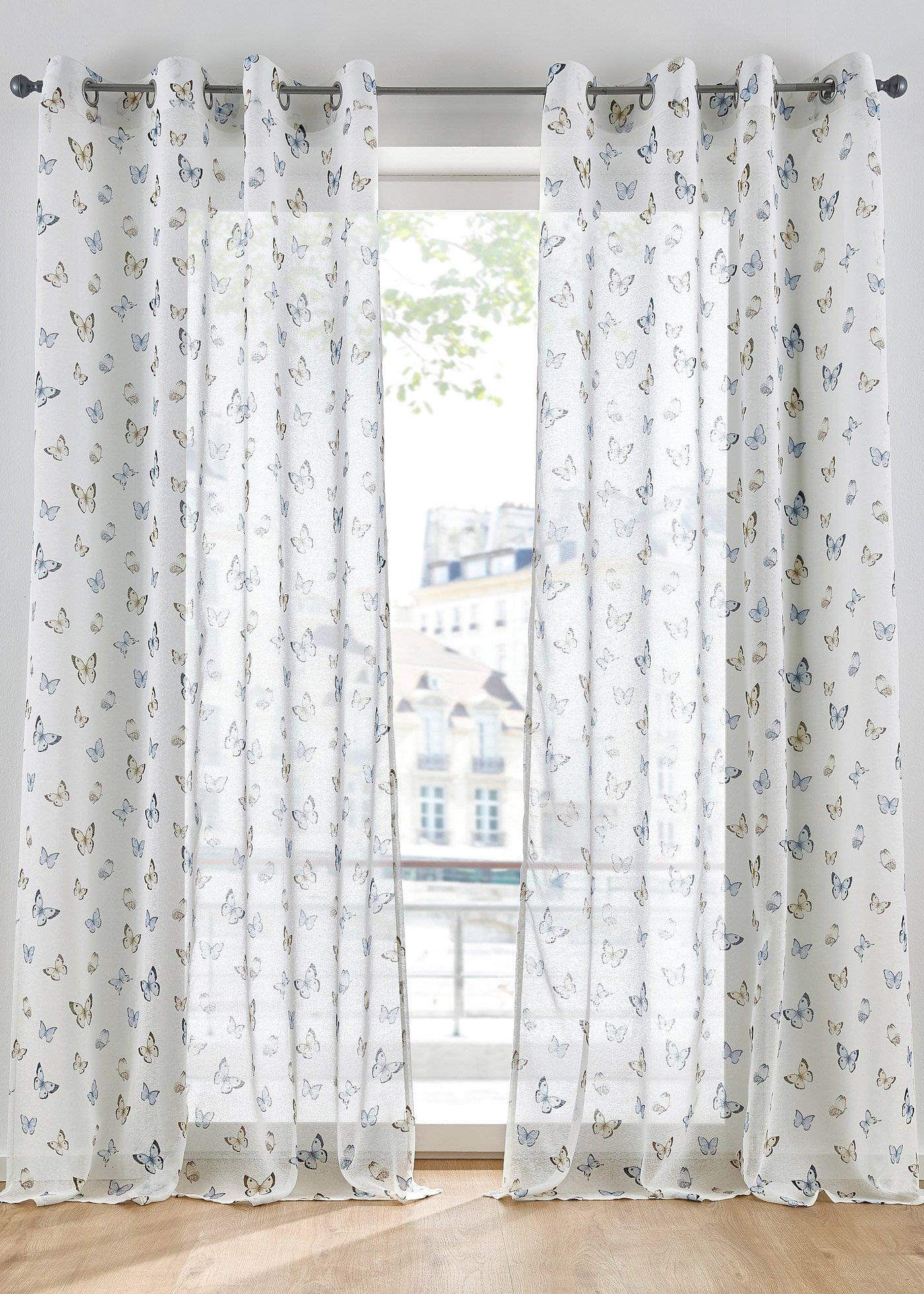 Voilage avec imprimé papillon avec polyester recyclé (1 pce.)