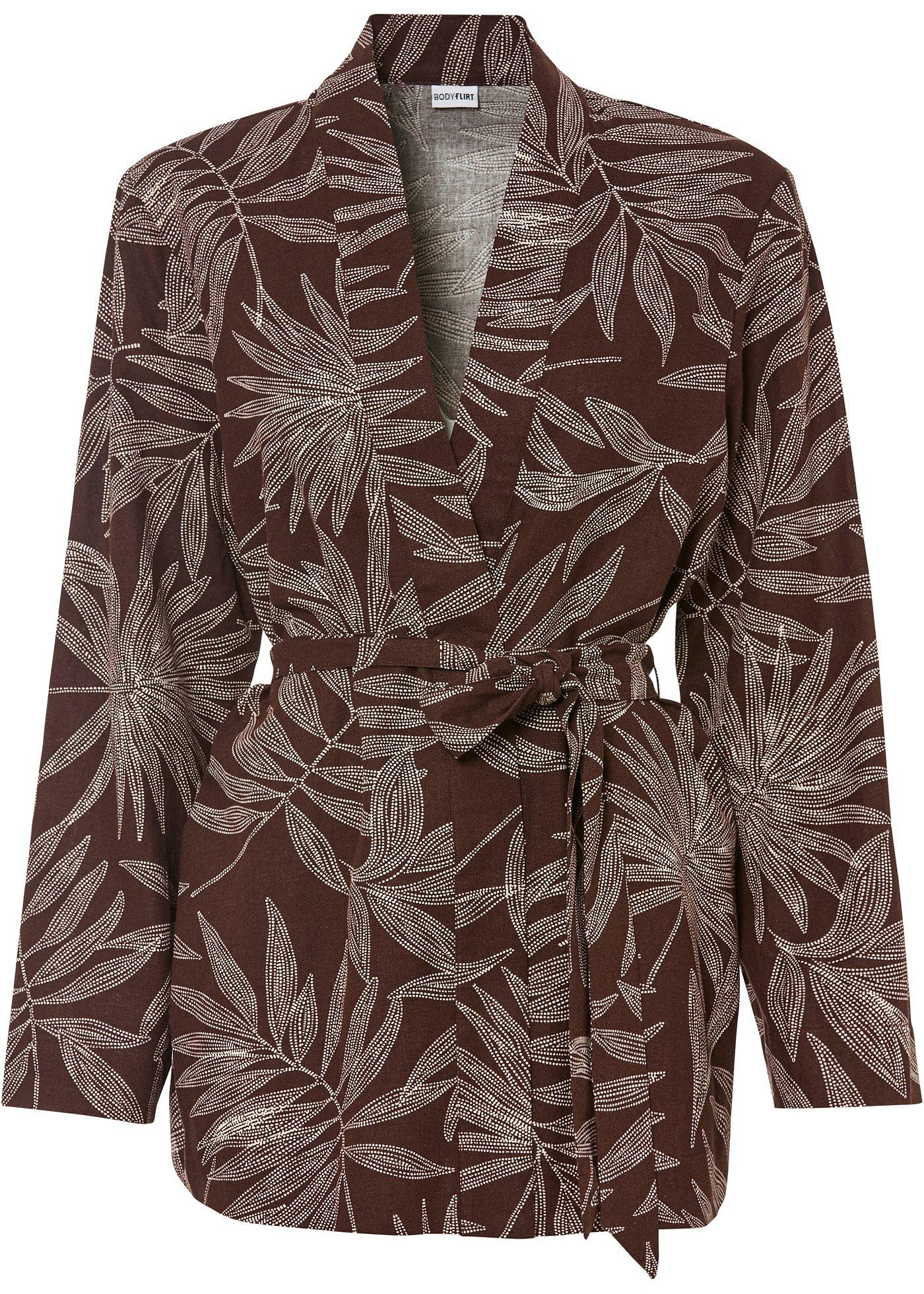 Veste-chemise imprimée avec lin majoritaire