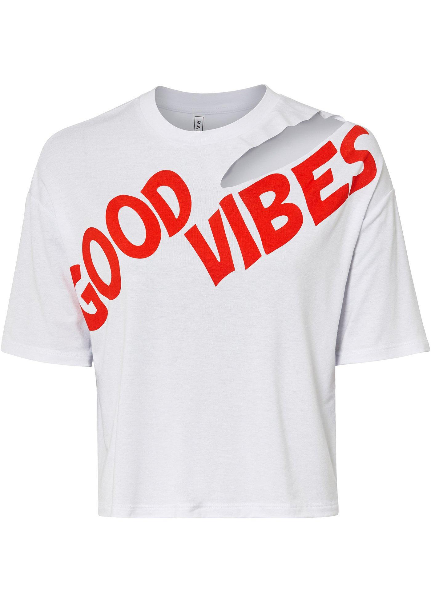 T-shirt avec découpe et message