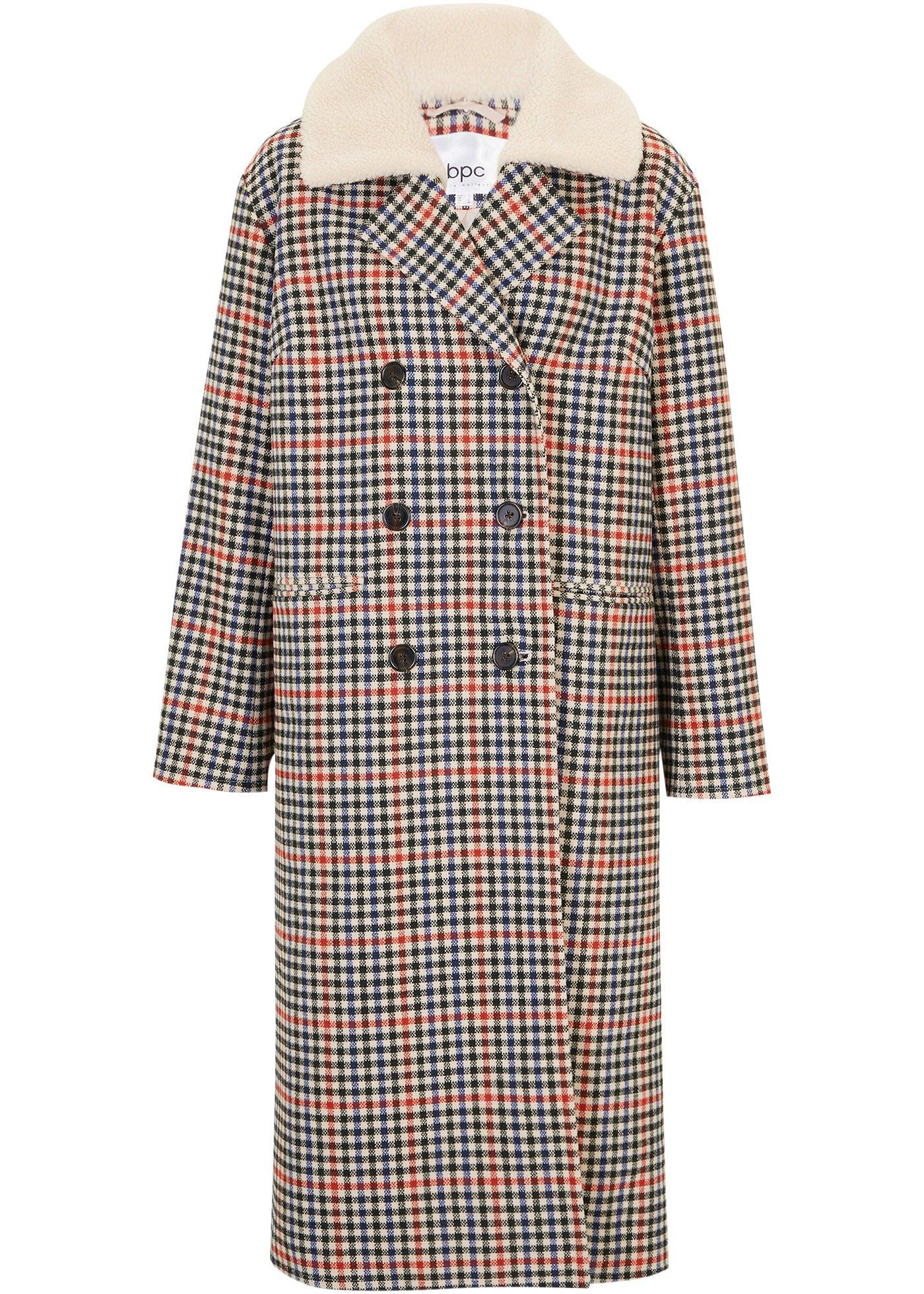 Manteau imitation laine avec col en peluche