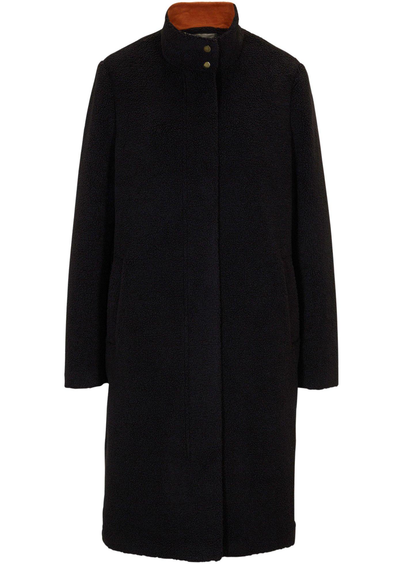 Manteau en maille peluche en polyester recyclé avec détails velours côtelé