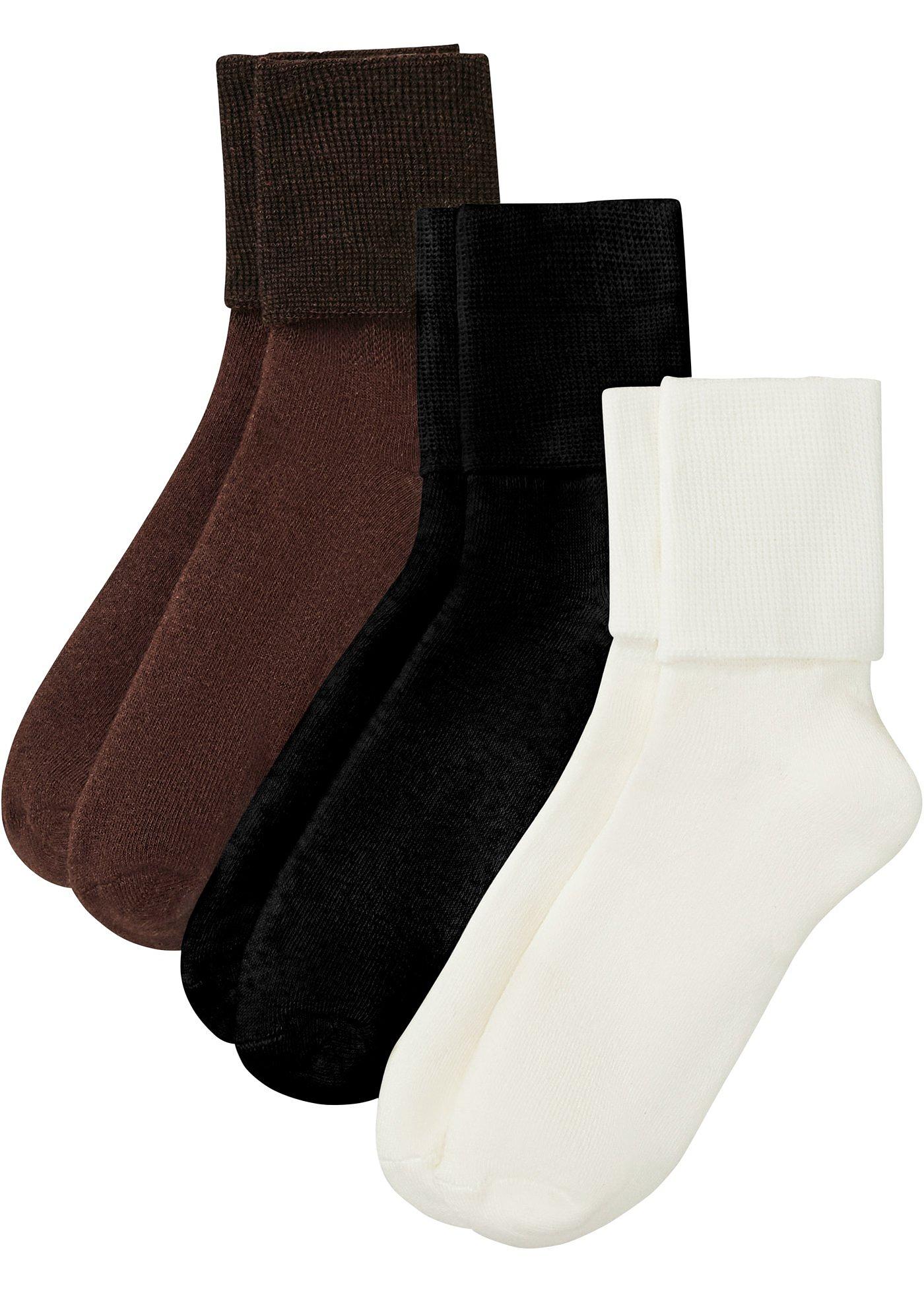 Lot de 3 paires de mi-chaussettes thermo avec revers et intérieur éponge