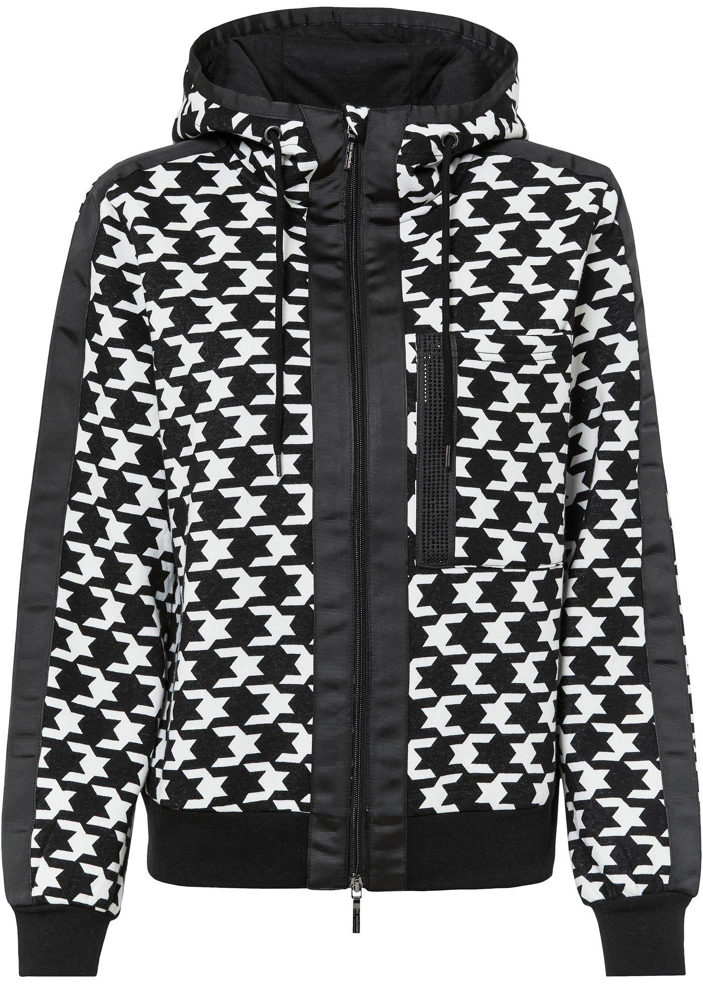 Gilet sweat avec motif pied-de-coq