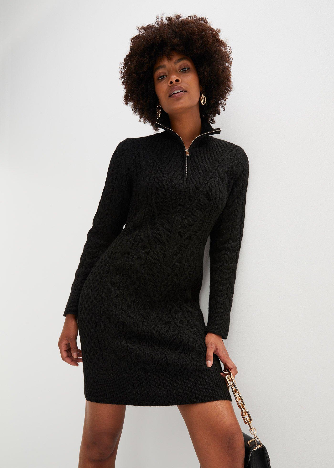 Robe stylée avec superbe zip devant noir