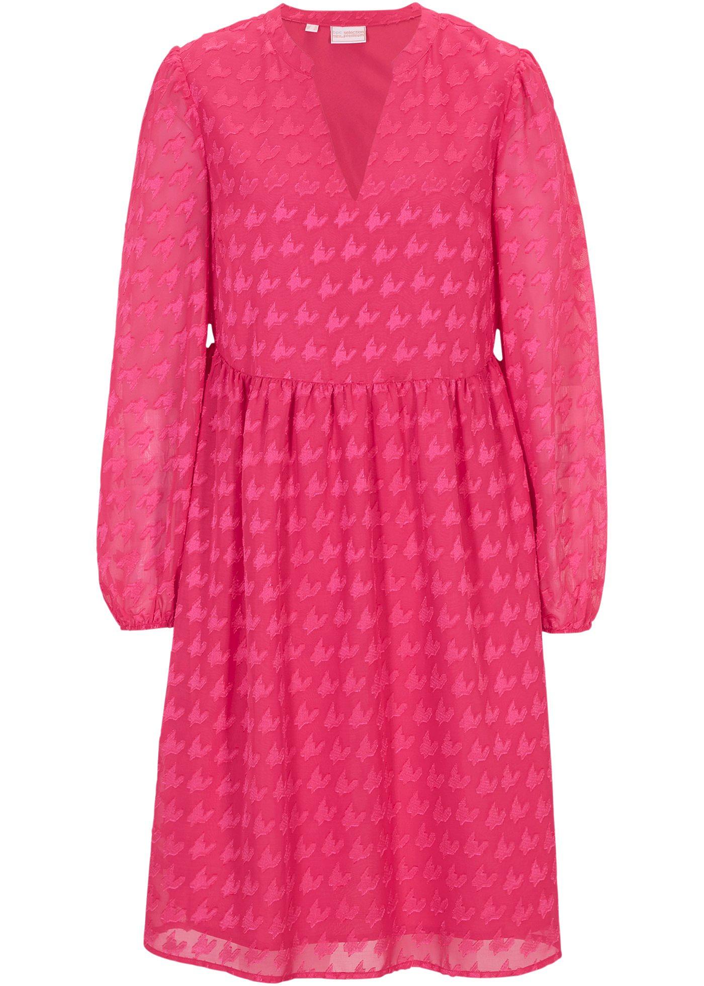 Superbe robe jacquard avec motif pieddecoq pink lady