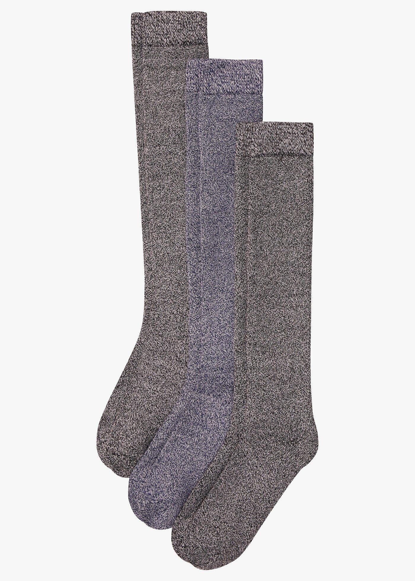 Lot de 3 paires de chaussettes thermo hautes sous-genou avec intérieur éponge doux