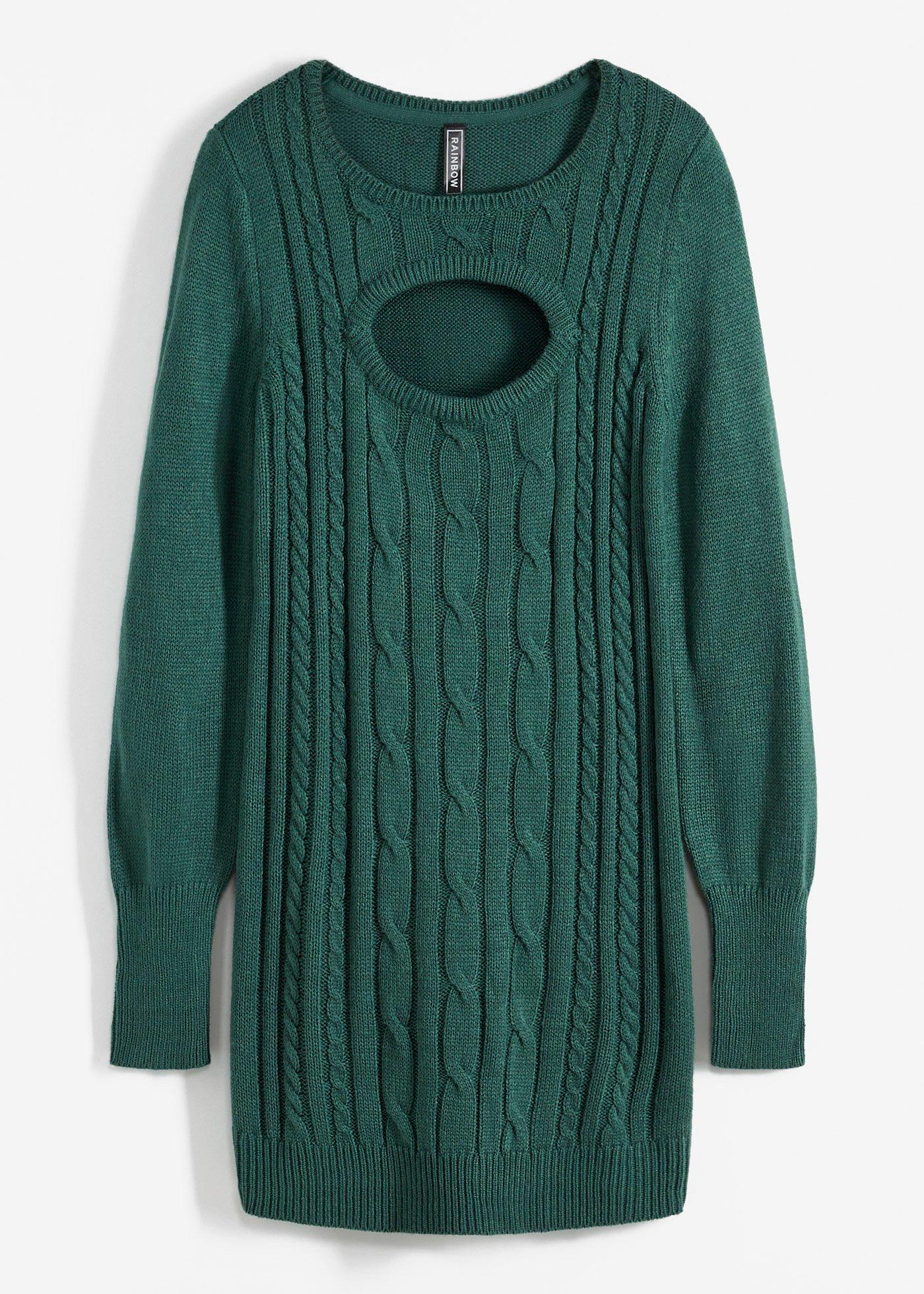 Robe en maille avec torsades et découpe