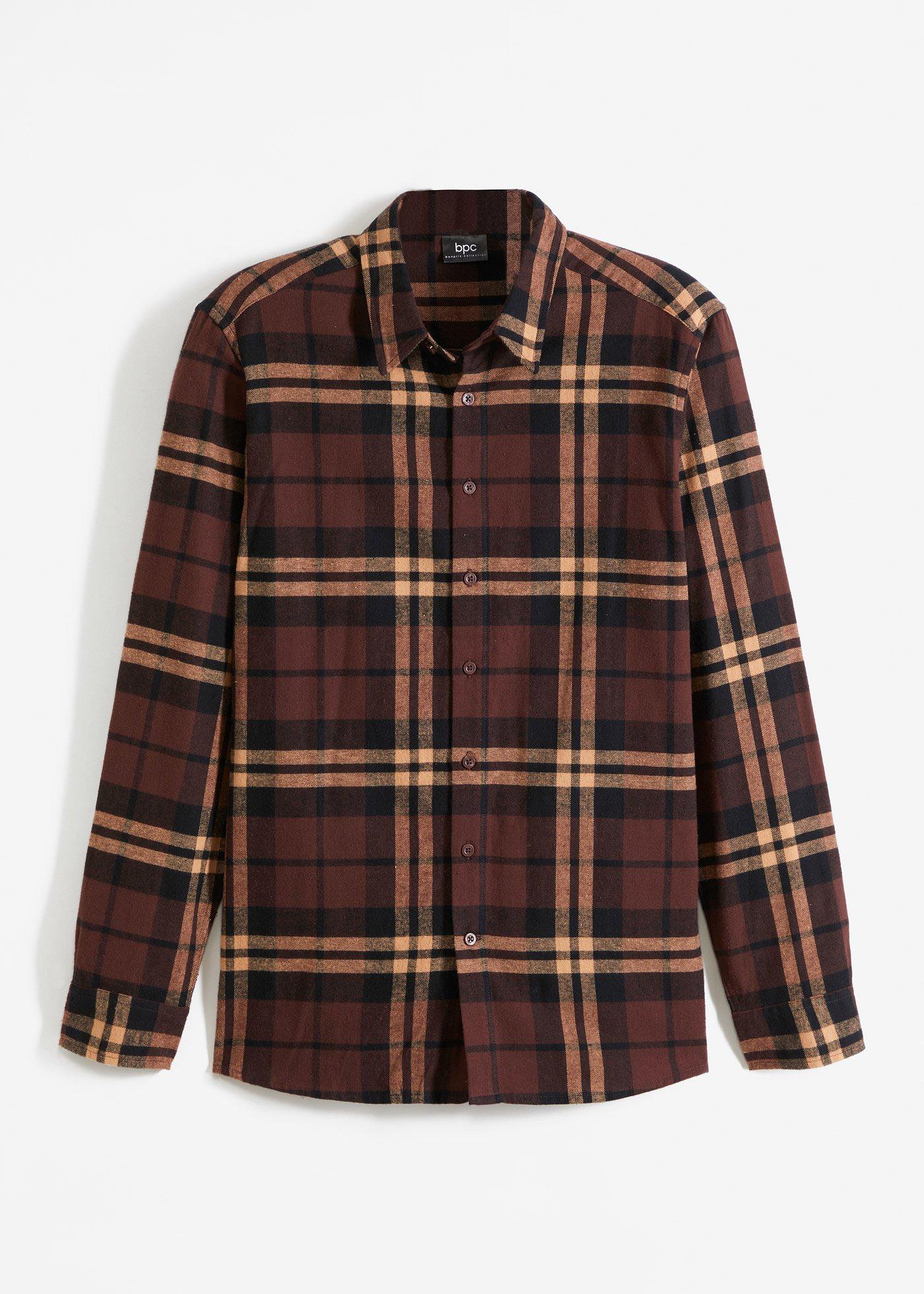 Chemise manches longues en flanelle coupe confort