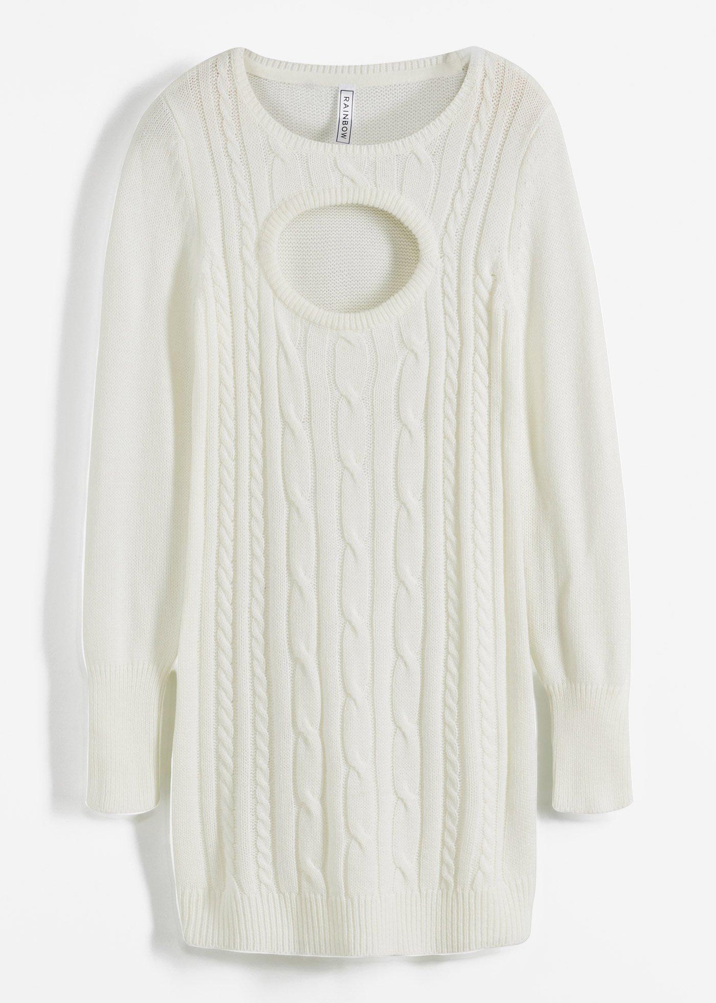 Robe en maille avec torsades et découpe