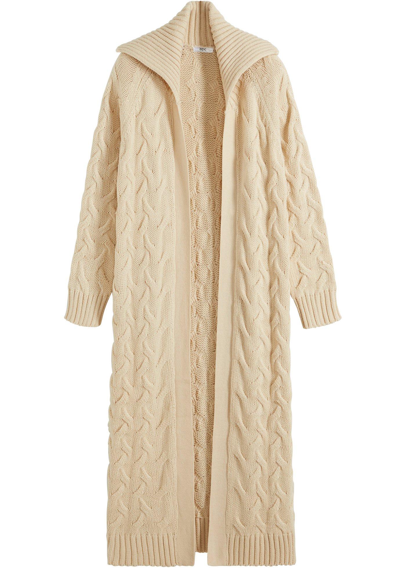 Veste longue en maille torsadée