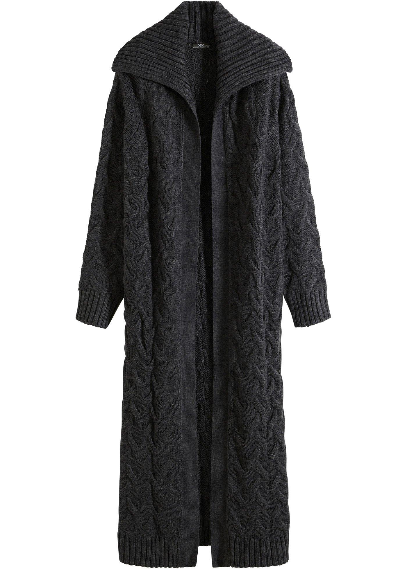 Veste longue en maille torsadée