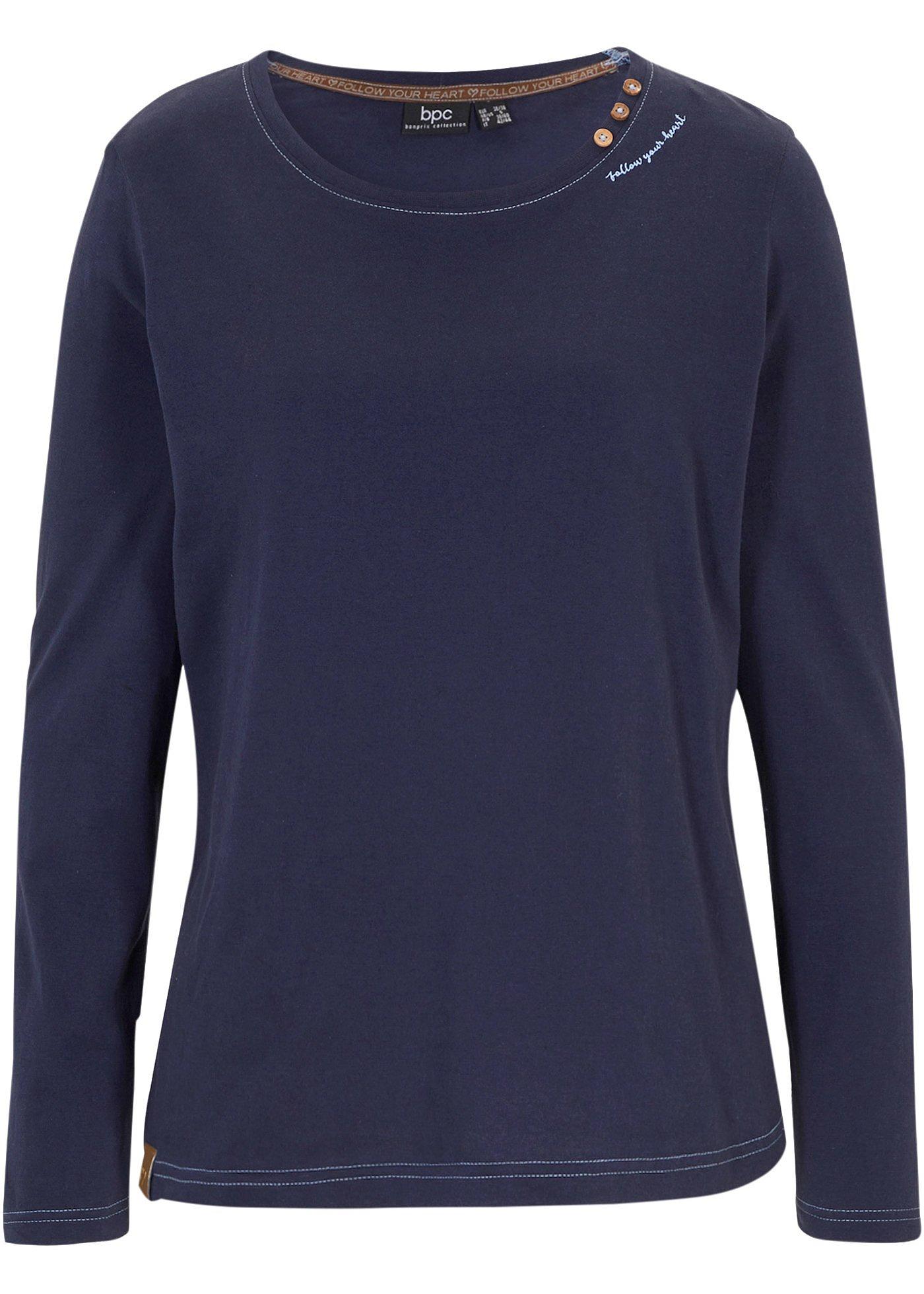 T-shirt manches longues à boutons décoratifs