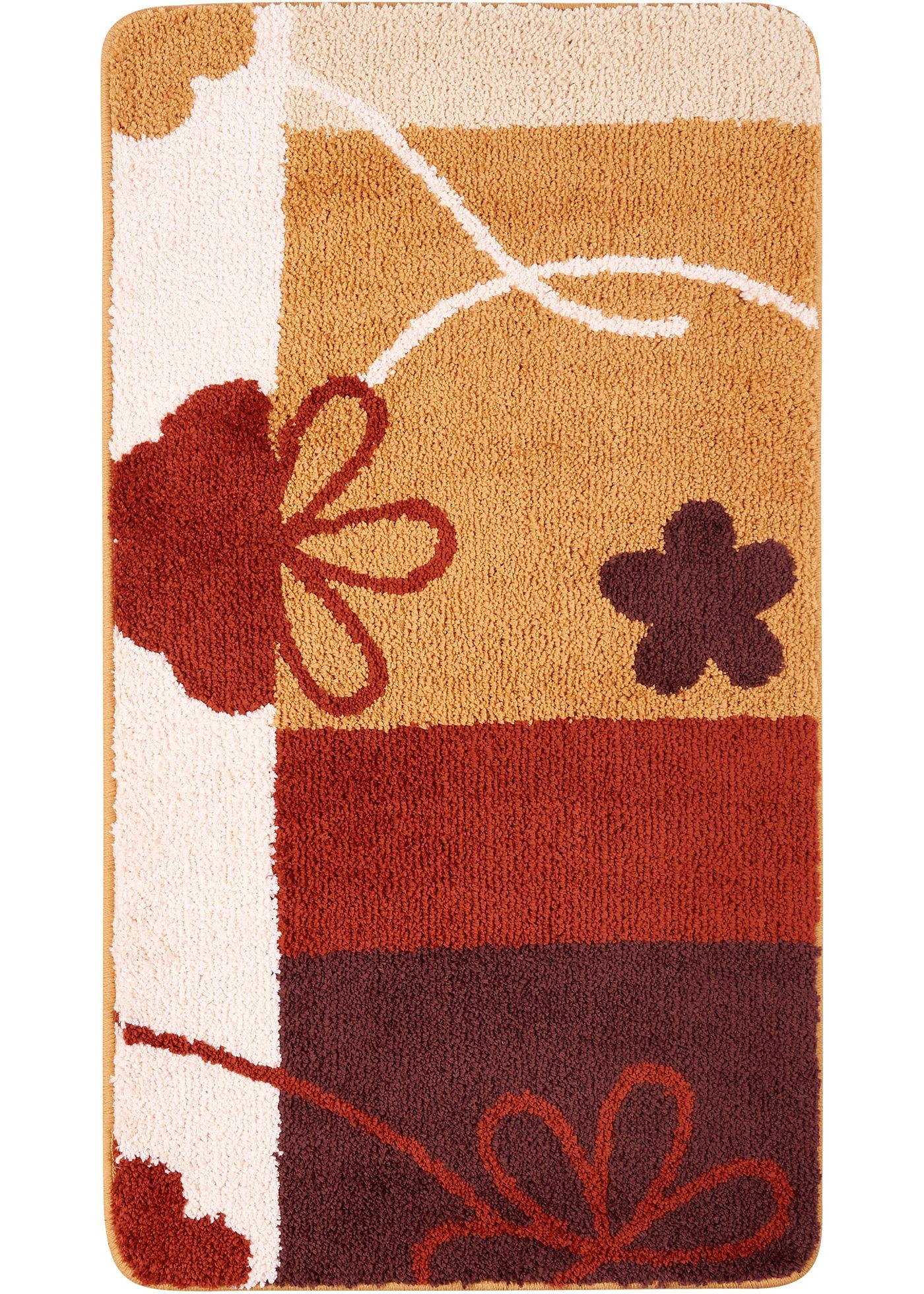 Tapis de salle de bain tufté en tons chauds