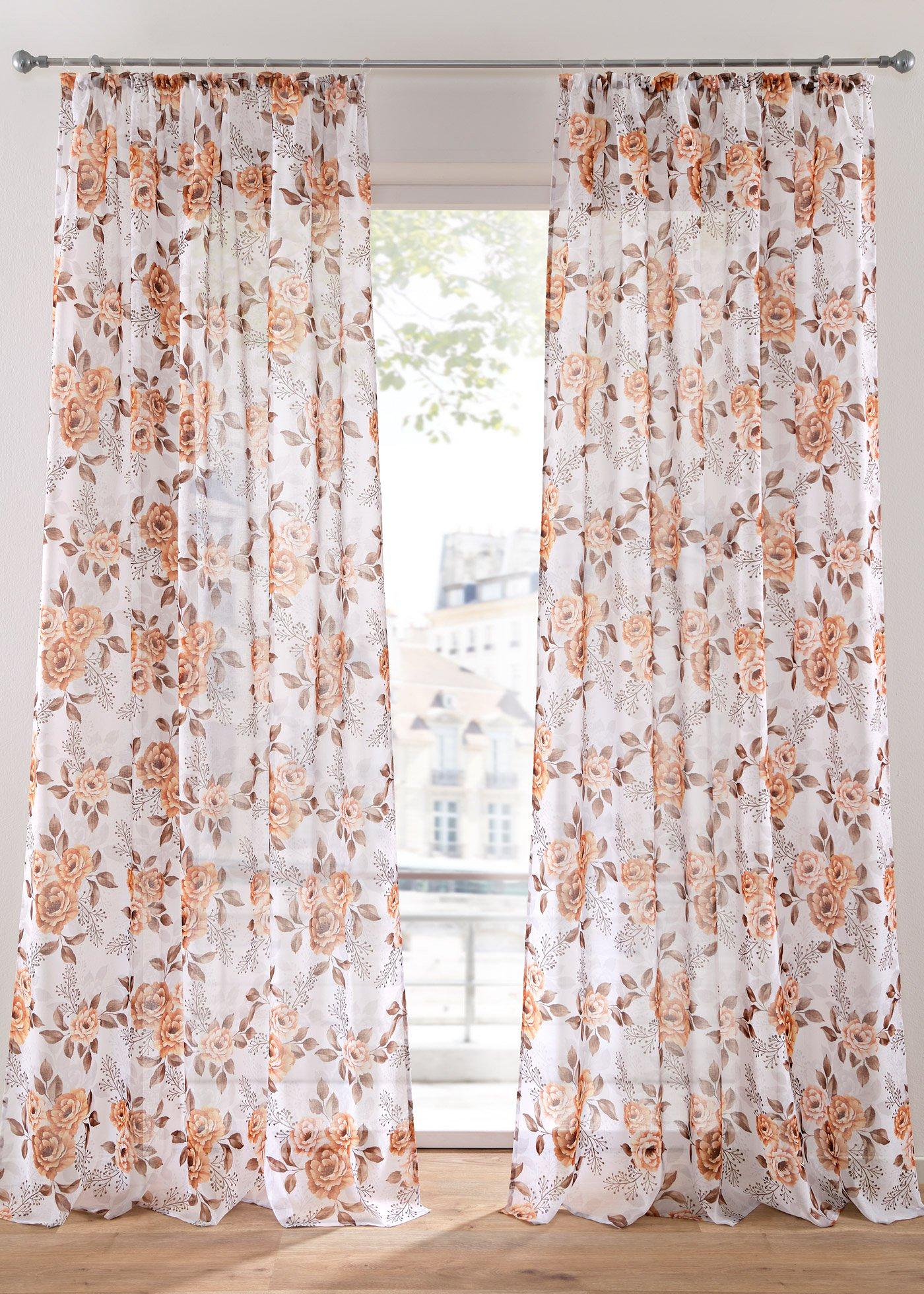 Voilage à imprimé floral (1 pce.)