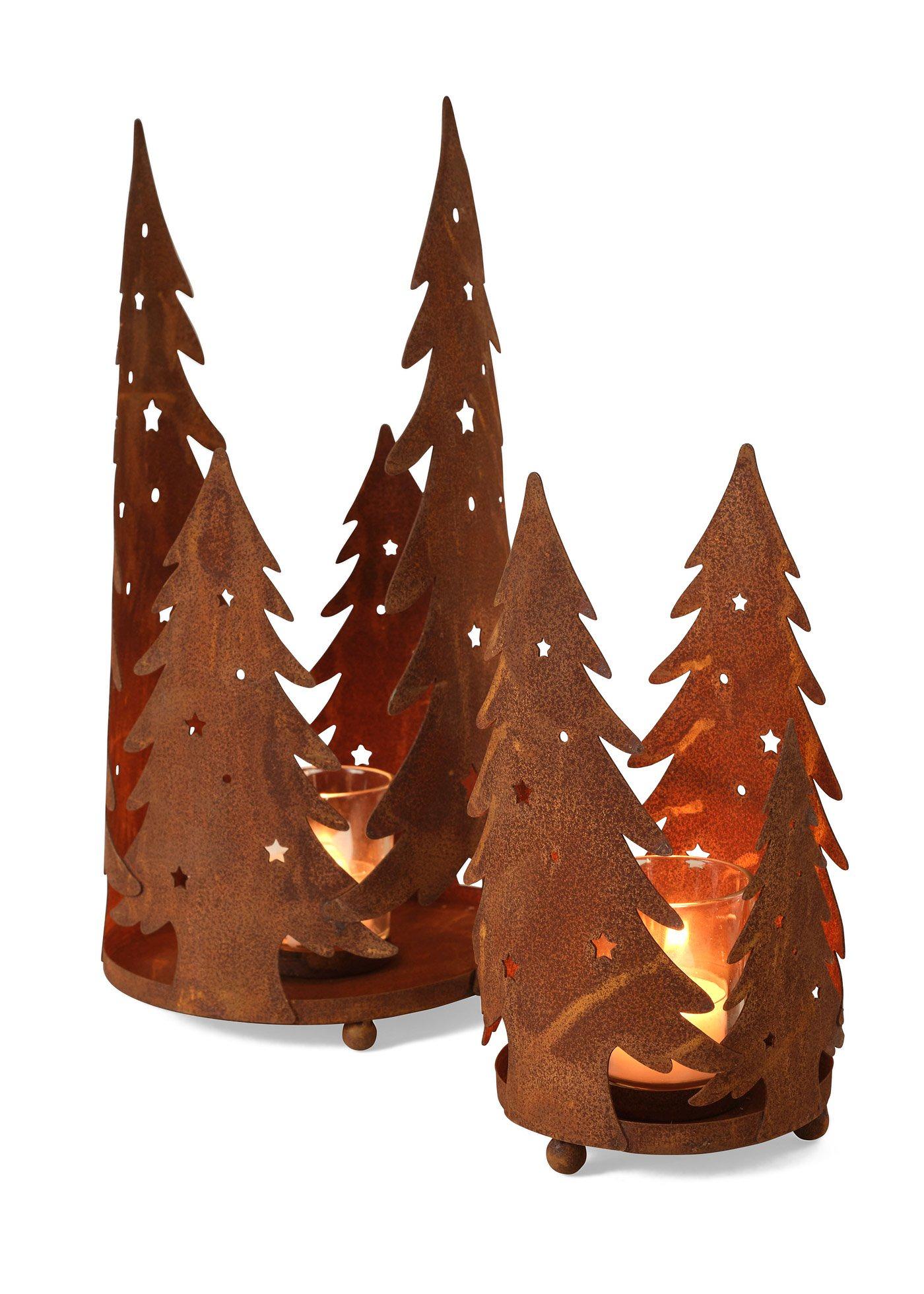 Photophore avec sapins (Ens. 2 pces.)