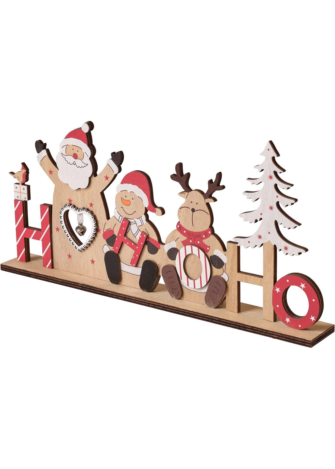 Objet déco avec figurines de Noël et inscription