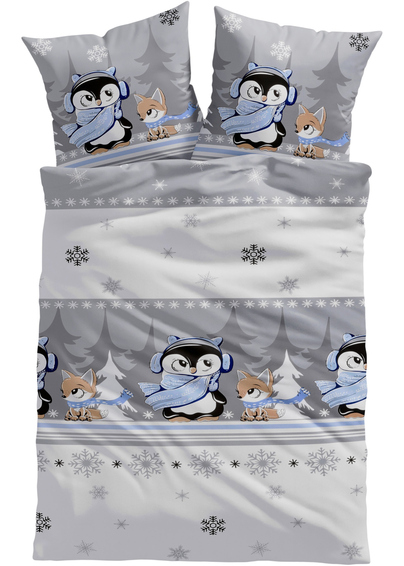 parure de lit avec pingouins
