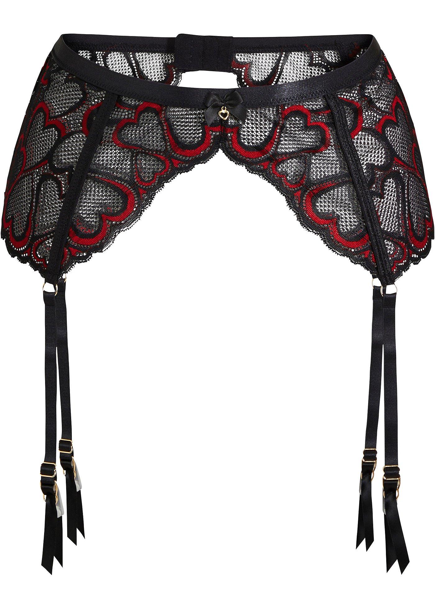 Ceinture Porte-jarretelles Nylon Dreams - 6 Sangles Réglables - Rouge Floral - Taille Haute - Neuf Avec étiquettes
