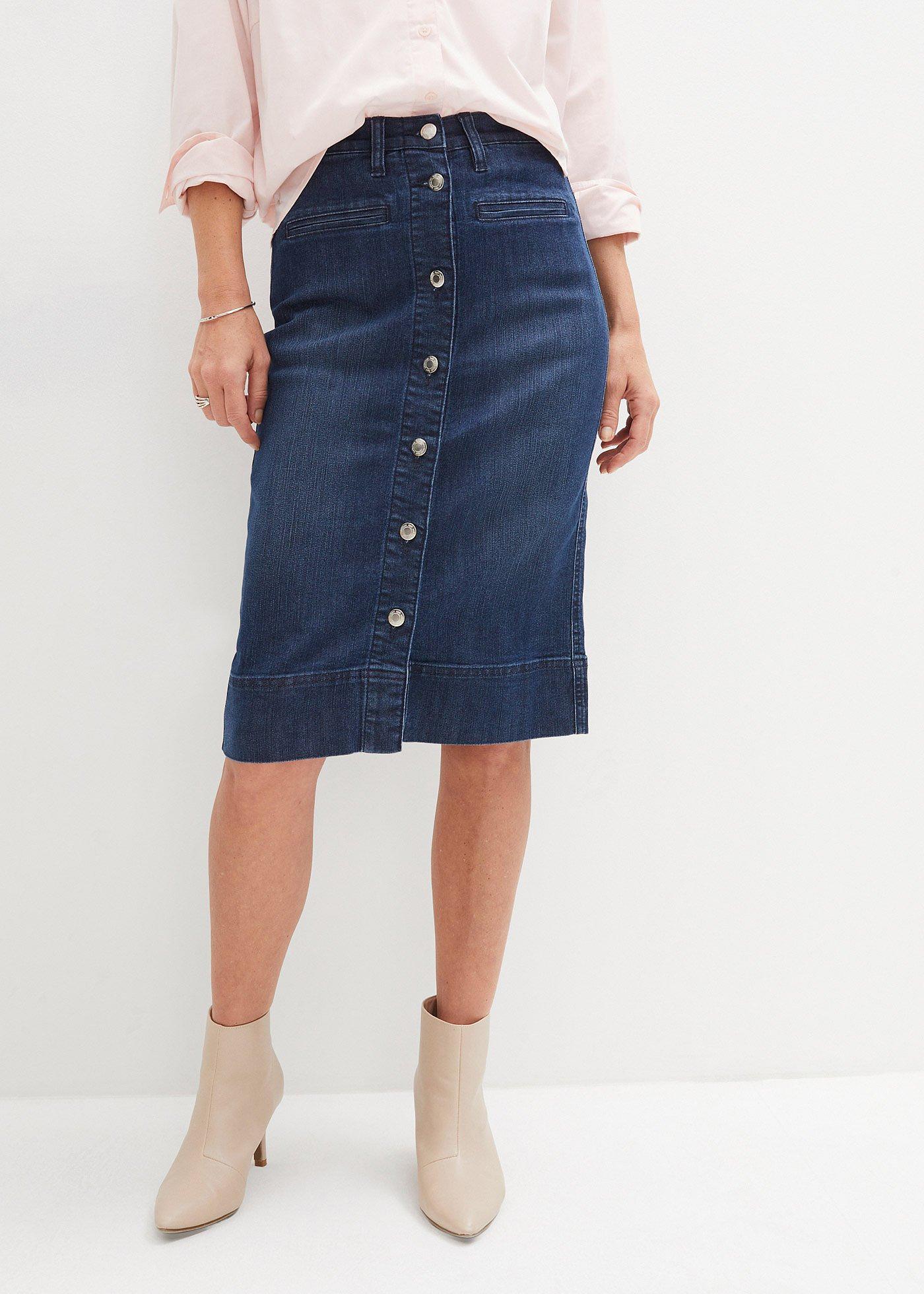 Jupe trapèze courte en jean avec poches denim brut femme | Cache Cache
