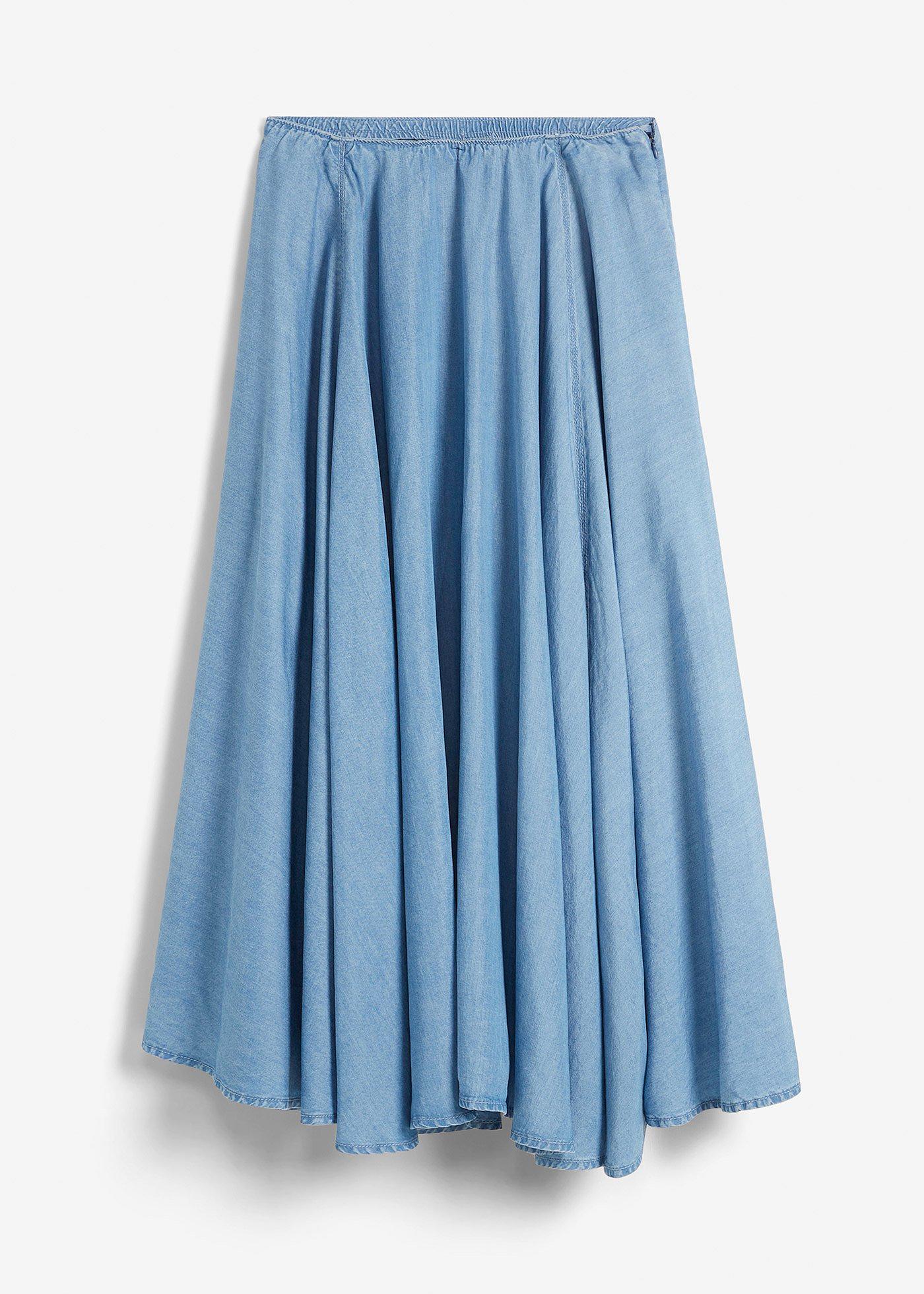 Jupe En Denim évasée Bimba Pour Femme - Taille élastique Avec Poches - Bleu Marine - Taille XXL
