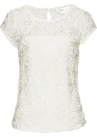 Blouse t-shirt en dentelle cordée, bonprix