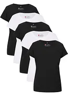 Lot de 5 tee-shirts col rond, manches courtes, bonprix