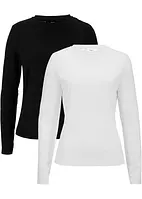 Lot de 2 T-shirts manches longues col haut, bonprix