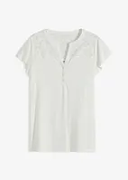 T-shirt col Henley avec dentelle en viscose, bonprix