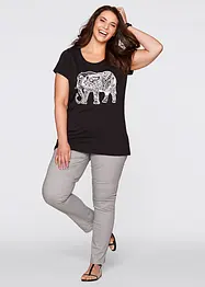 T-shirt en coton avec imprimé placé, manches courtes, bonprix