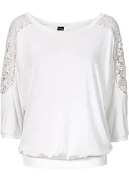 T-shirt oversize en viscose extensible et dentelle, bonprix