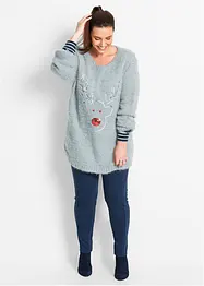 Pull de Noël manches longues et renne en paillettes, bonprix