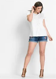 Short en jean brodé, bonprix