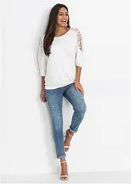 T-shirt oversize en viscose extensible et dentelle, bonprix
