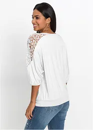 T-shirt oversize en viscose extensible et dentelle, bonprix