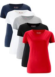 Lot de 5 T-shirts col rond, manches courtes, bpc bonprix collection