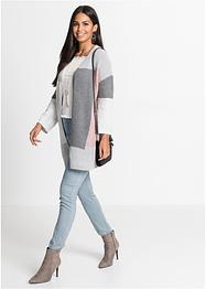 Gilet long en maille style color block, BODYFLIRT