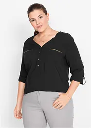 Blouse en viscose col V, manches longues, bonprix