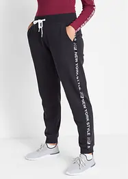 Pantalon en molleton avec lien à nouer et message imprimé, bonprix